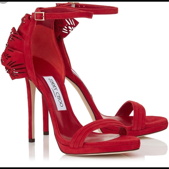Jimmy Choo Shoes - NWT Jimmy Choo Red Suede Heels. 37.5 (7.5)
